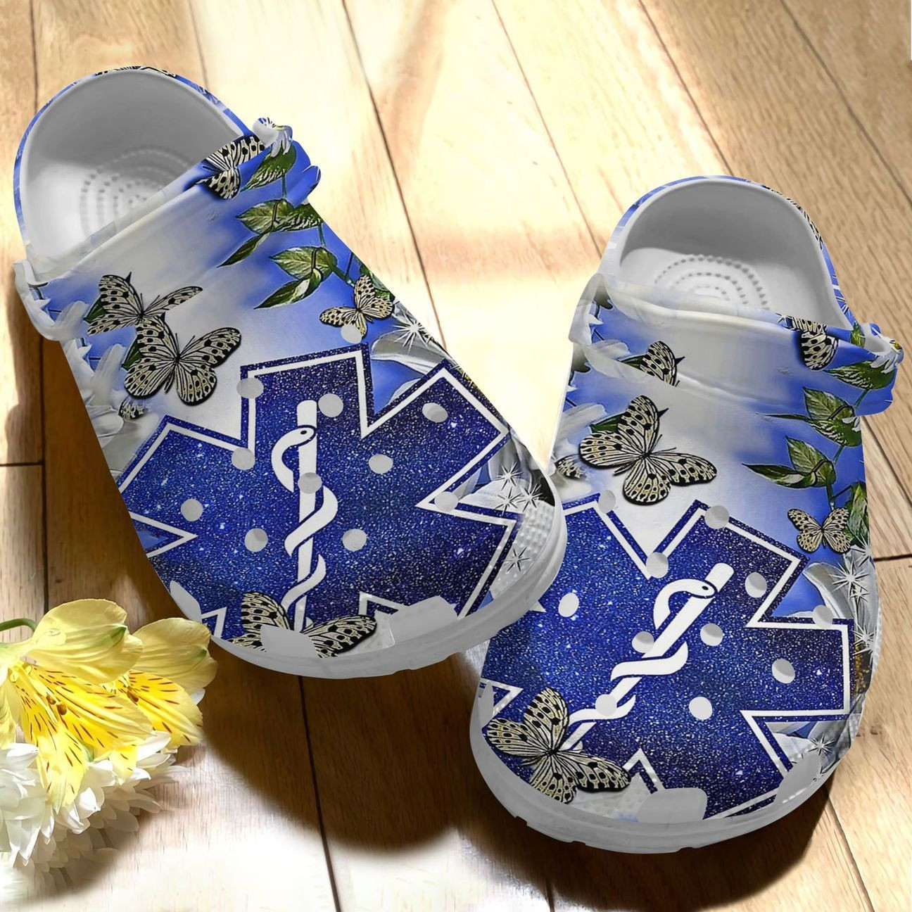 Emt Personalize Clog Custom Crocs Fashionstyle Comfortable For Women Men Kid Print 3D Flowery Paramedic Symbol