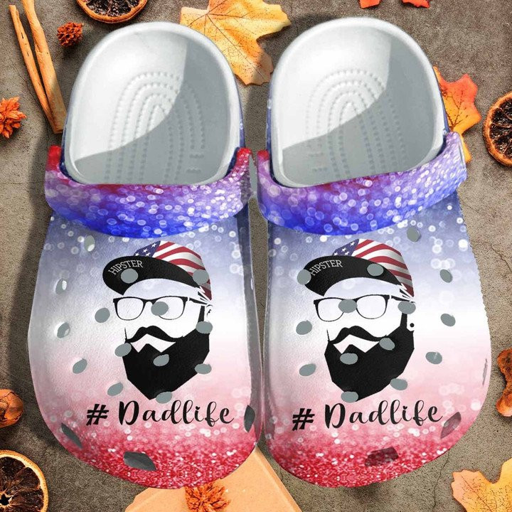 Dadlife Wearing USA Hat Crocs Classic Clogs Shoes Customize Name Dad USA America th of July Custom Crocs Classic Clogs Shoes