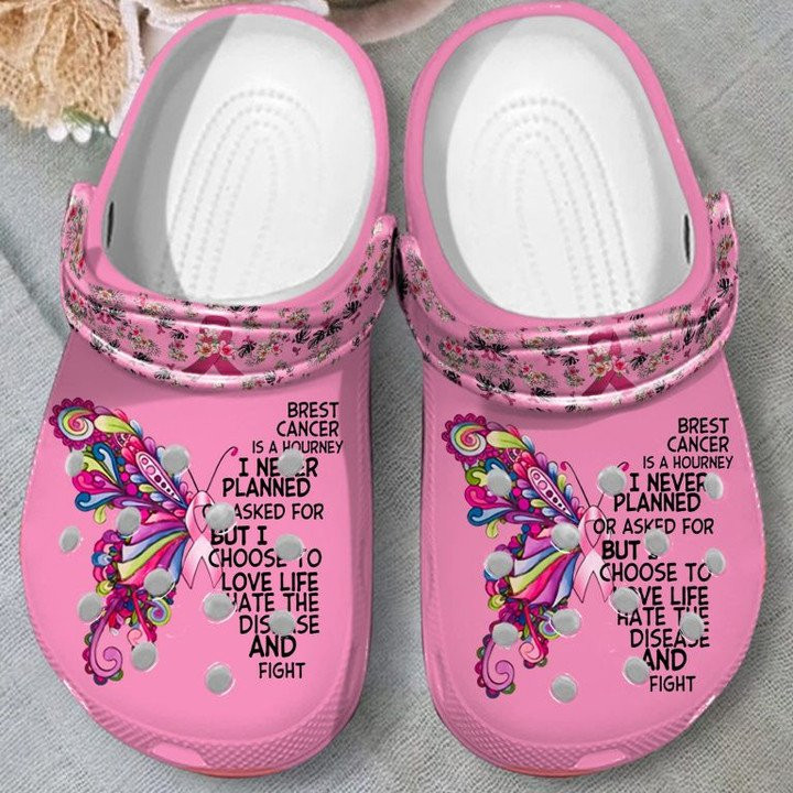 Breast Cancer is A Journey Butterfly Shoes Crocs Clogs