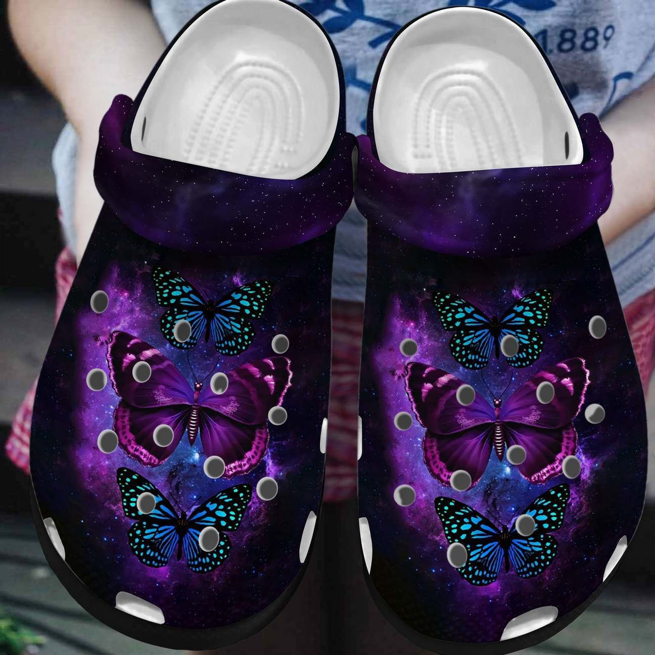 Butterfly Galaxy Personalized Clog Custom Crocs Comfortablefashion Style Comfortable For Women Men Kid Print D