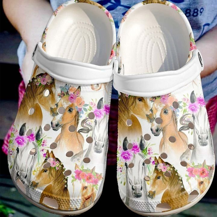 Horse Flower Horses Crocs Clog Shoes