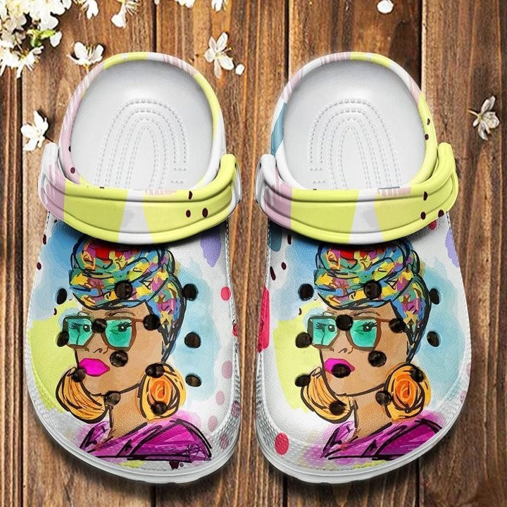 Afro Black Women Art Crocs Classic Clogs Shoes Headwrap Colorful Style Custom Shoes