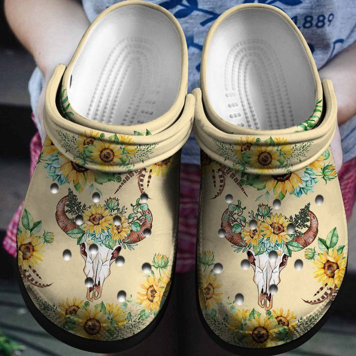 Skull Sunflower Tattoo Crocs Clogs Shoes Gift For Women Girl SK