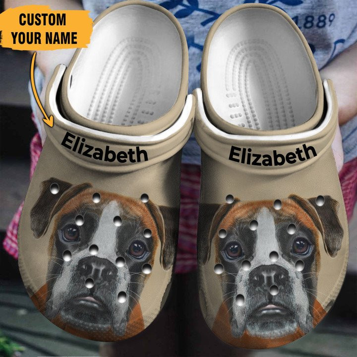 Boxer Portrait Personalized Shoes Crocs Clogs