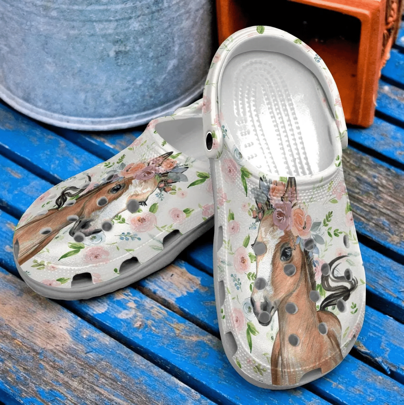 Horse Personalized Clog Custom Crocs Comfortablefashion Style Comfortable For Women Men Kid Print 3D Flower Horse