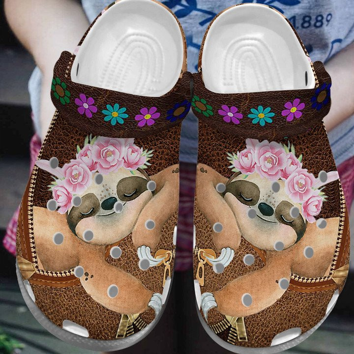 Sleeping Sloth Crocs Classic Clogs Shoes Gift for Schoolgirl Sleeping
