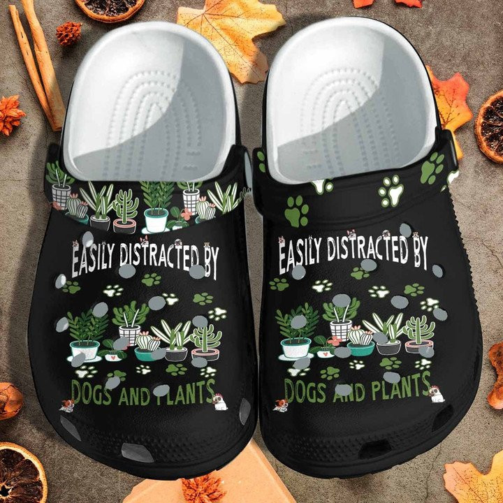 Dogs And Plants Crocs Classic Clogs Shoes Gift For Boy Girl Easily Distracted By Dog Custom Crocs Classic Clogs Shoes