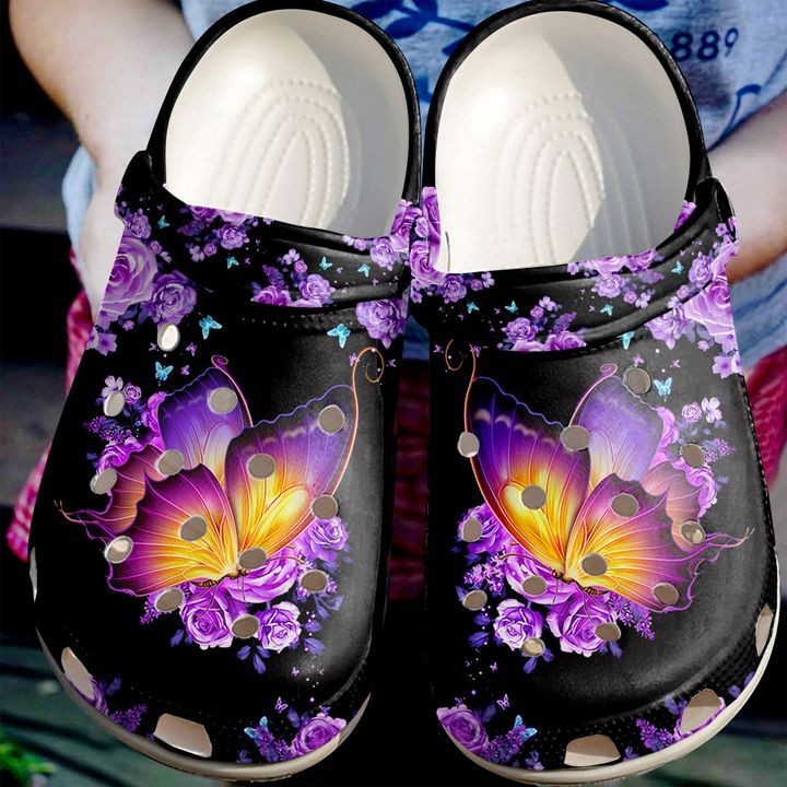 Butterfly Beautiful Crocs Crocband Clog Comfortable For Mens Womens Classic Clog Water Shoes