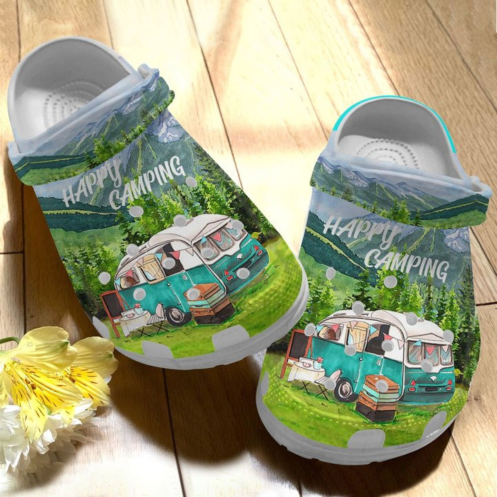 Happy Camping Green Shoes Crocs Clogs