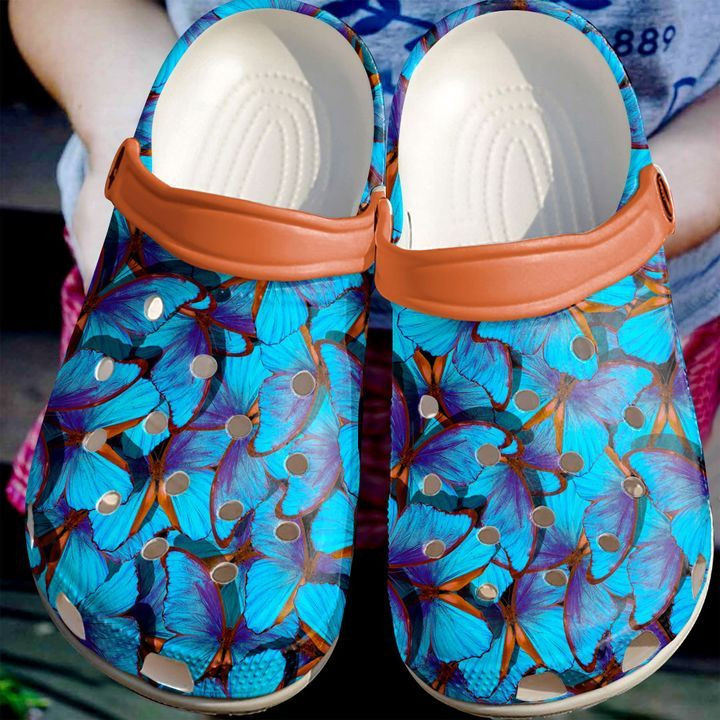 Butterfly Blue Pattern Crocs Crocband Clog Comfortable For Mens Womens Classic Clog Water Shoes