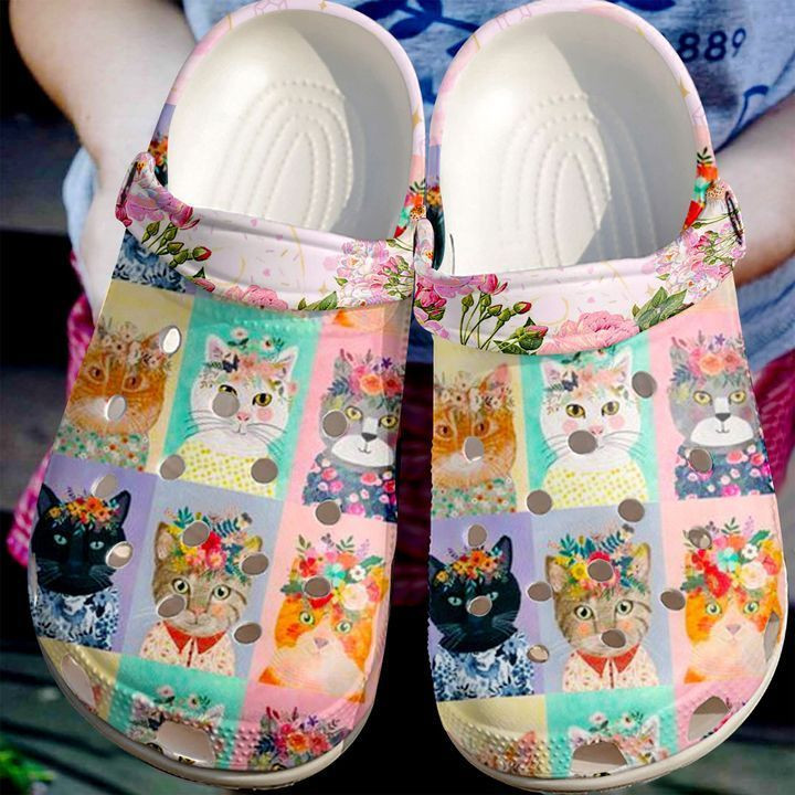 Cat Flowers Cats Crocs Clog Shoes