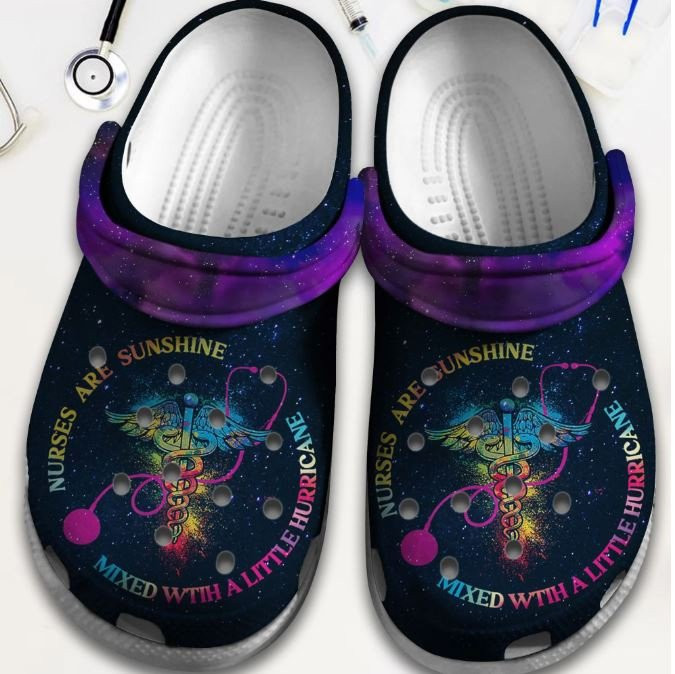 Nurse Are Sunshine Shoes Mixed With A Little Hurricane Crocs Clogs Hurricane