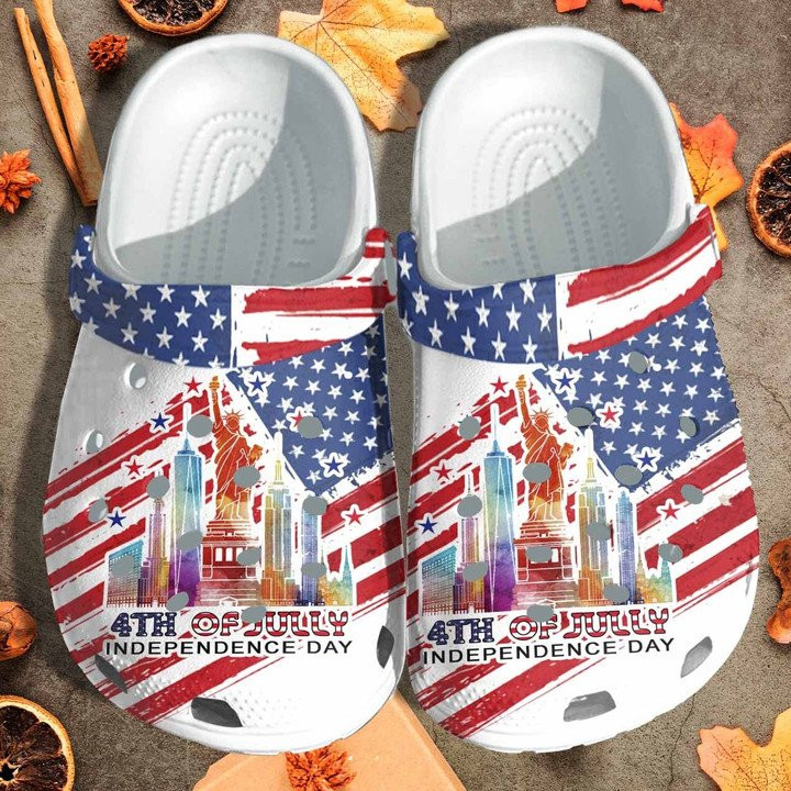 th July Independence Day Custom Crocs Classic Clogs Shoes Liberty USA Outdoor Crocs Classic Clogs Shoes