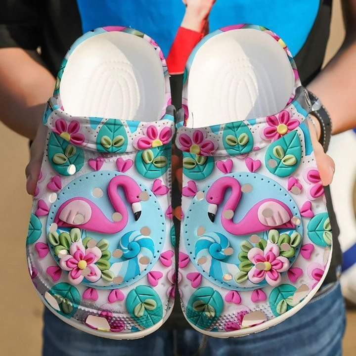 Flamingo Heart Crocs Clog Shoes