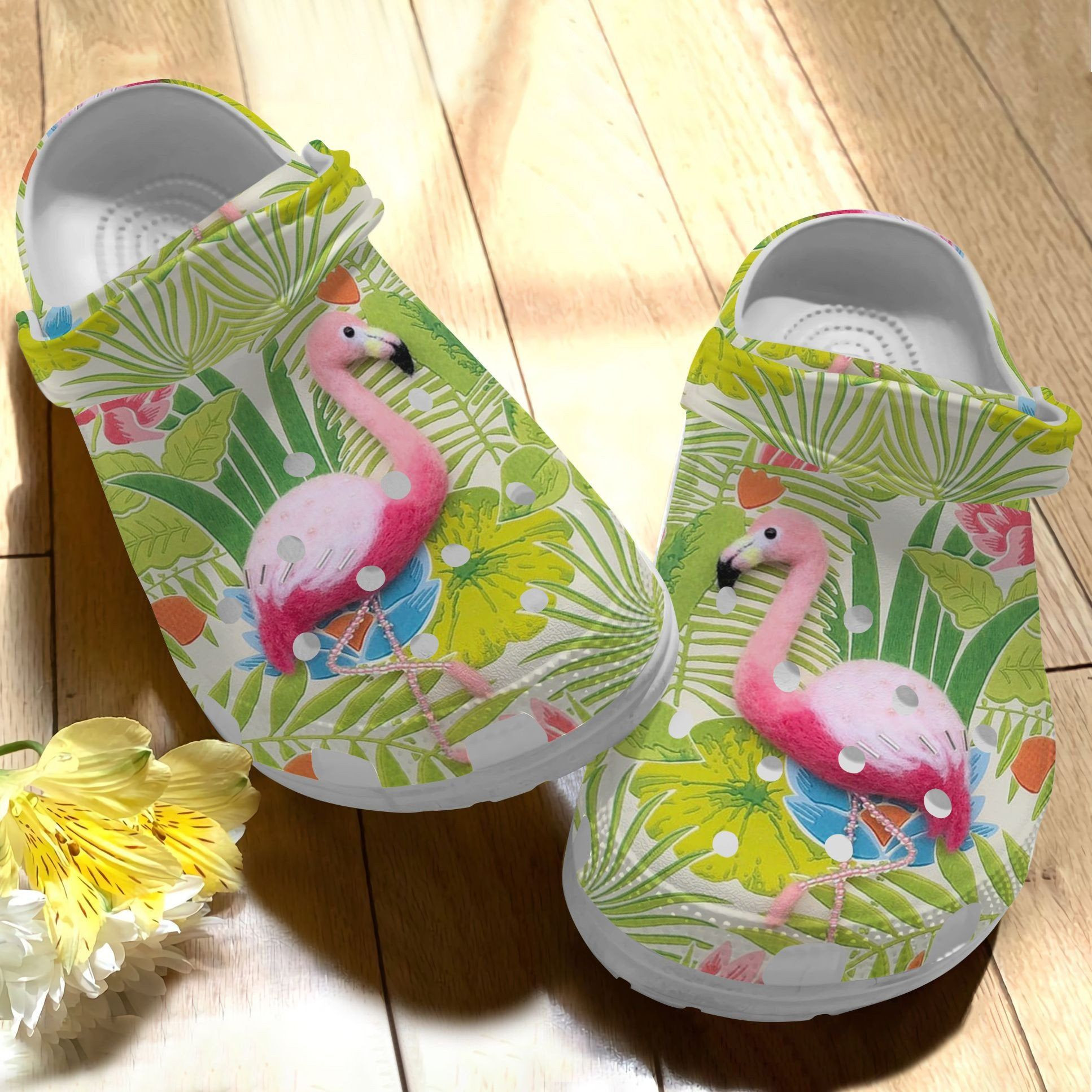 Flamingo Flower Crocs Clog Shoes
