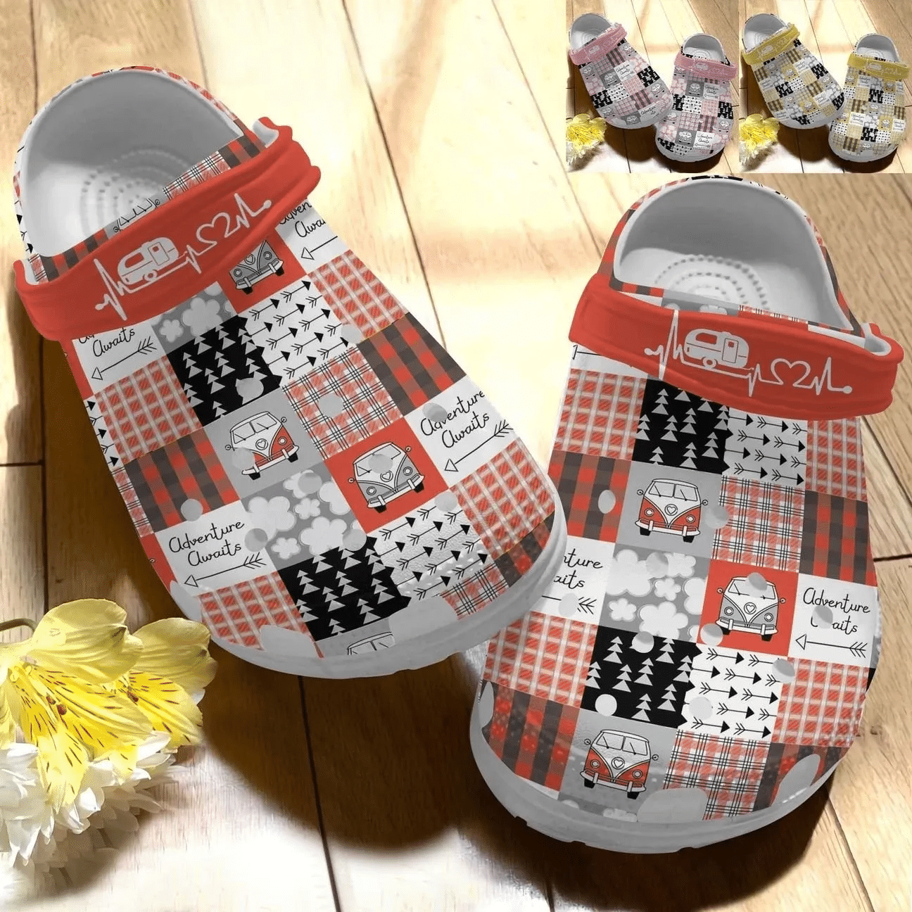 Camping Pattern Collection Personalize Clog Custom Crocs Fashionstyle Comfortable For Women Men Kid Print D