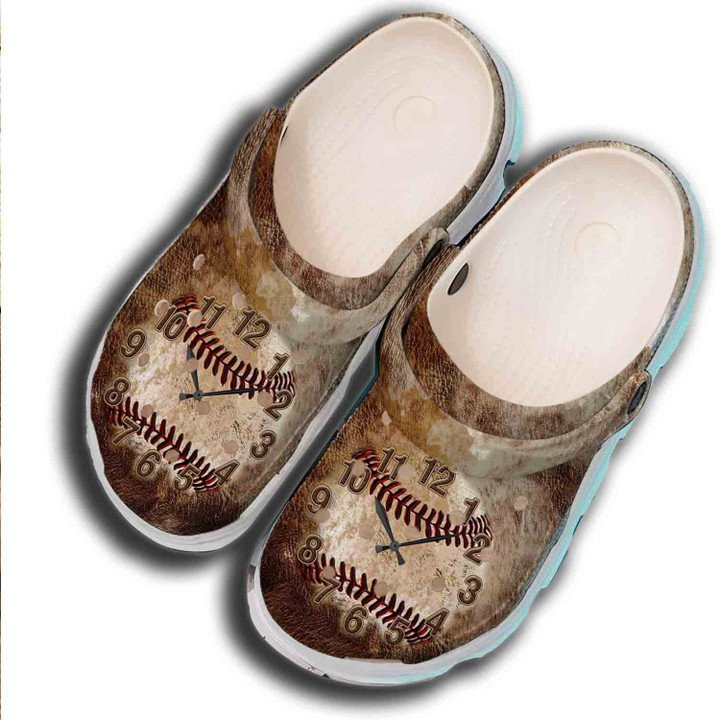Clock Baseball Crocs Classic Clogs Shoes For Batter Funny Baseball Custom Crocs Classic Clogs Shoes For Birthday