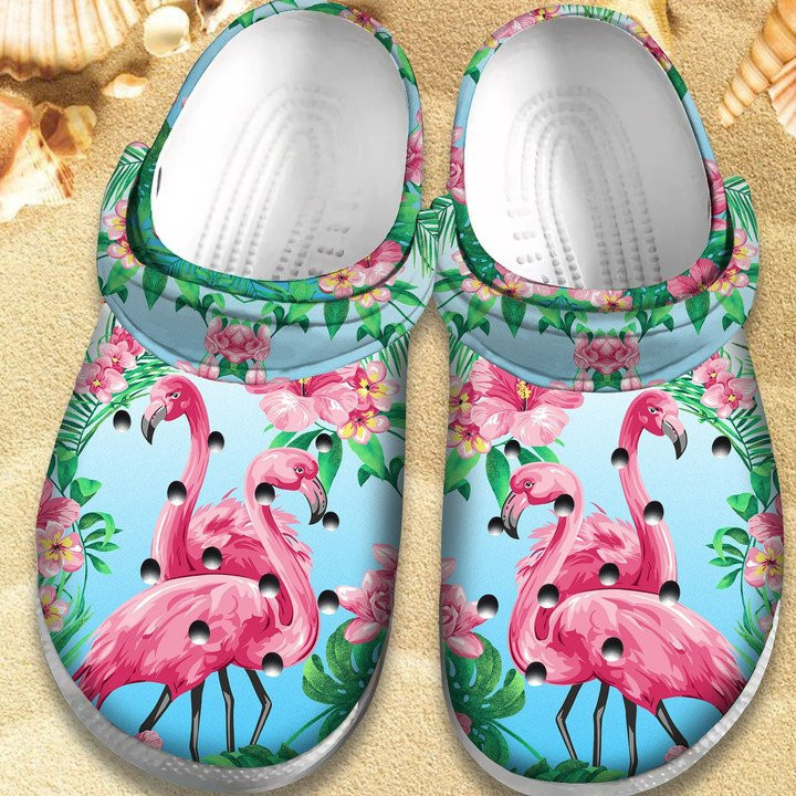 Flamingo Hawaiian Shoes Beauty Flower Crocs Clogs Gift For Female FL