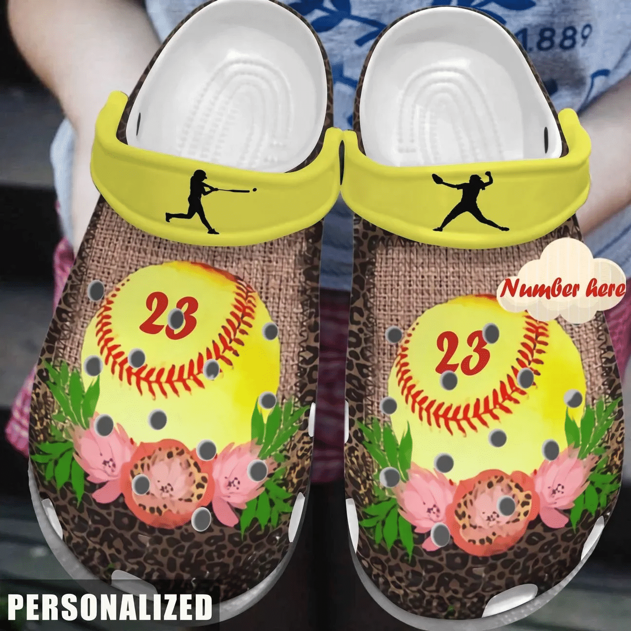 Softball Personalized Clog Custom Crocs Comfortablefashion Style Comfortable For Women Men Kid Print 3D Flower Softball