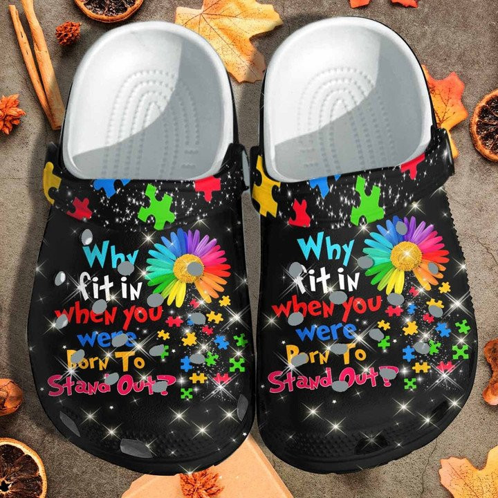 Puzzle Flower Autism Awareness Custom Crocs Classic Clogs Shoes Born To Stand Out Outdoor Crocs Classic Clogs Shoes