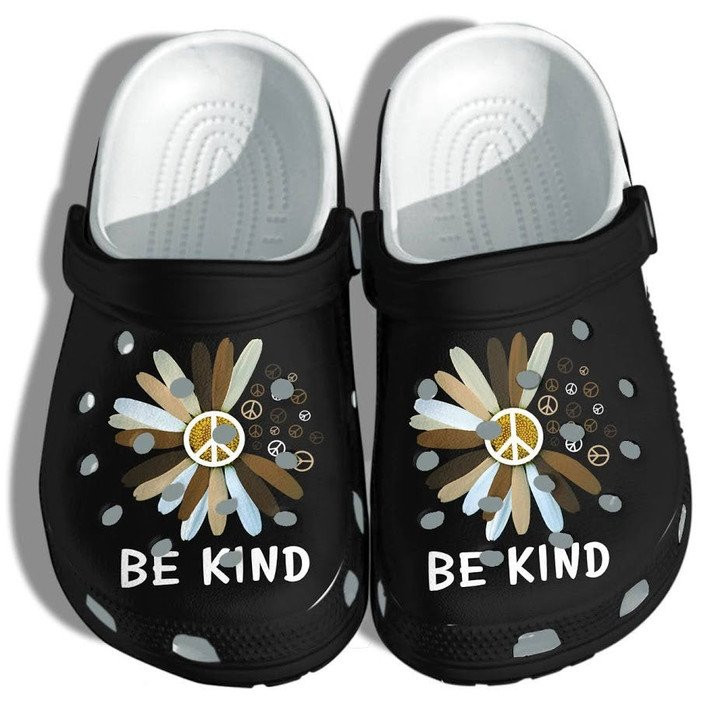 Daisy Flower Brown Be Kind Crocs Classic Clogs Shoes For Black Women Peace Outdoor Crocs Classic Clogs Shoes