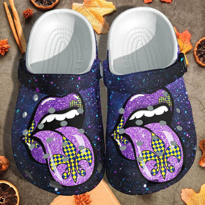 Purple Lip Shoes Mardi Gras in New Orleans Crocs CR