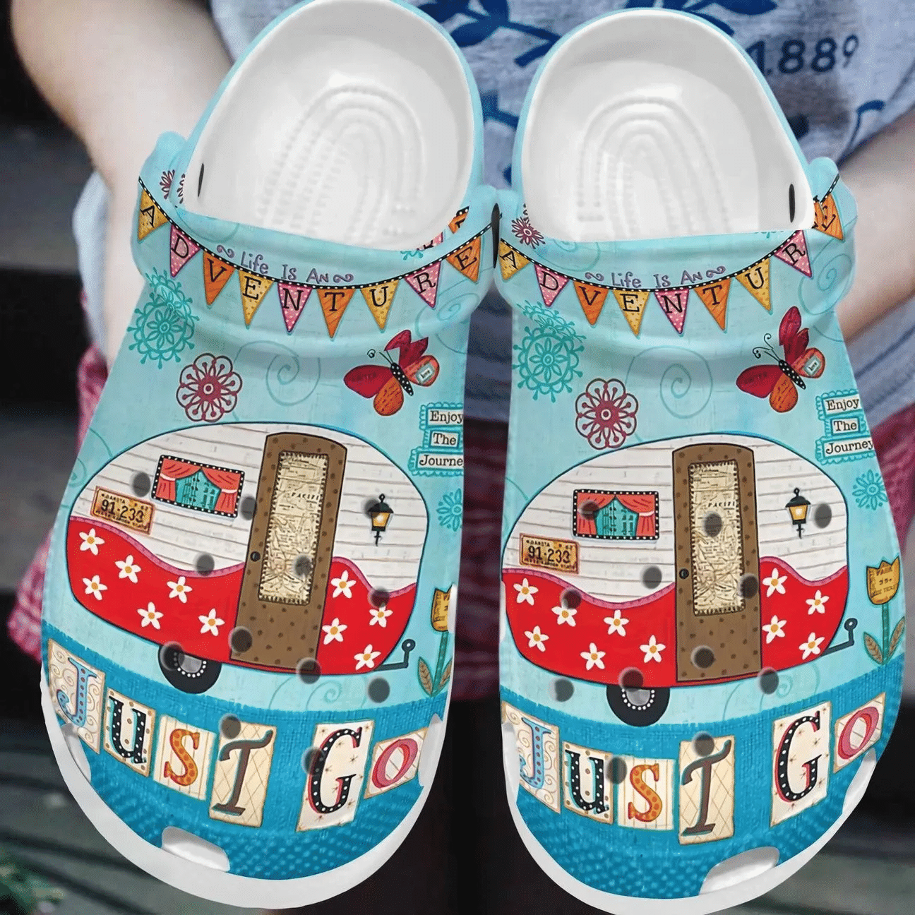 Just Go Camping Personalized Clog Custom Crocs Comfortablefashion Style Comfortable For Women Men Kid Print D