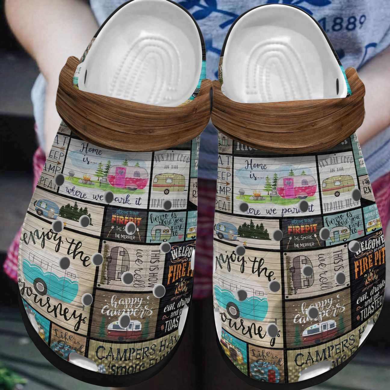 Camping Enjoy The Journey Personalized Clog Custom Crocs Comfortablefashion Style Comfortable For Women Men Kid Print D