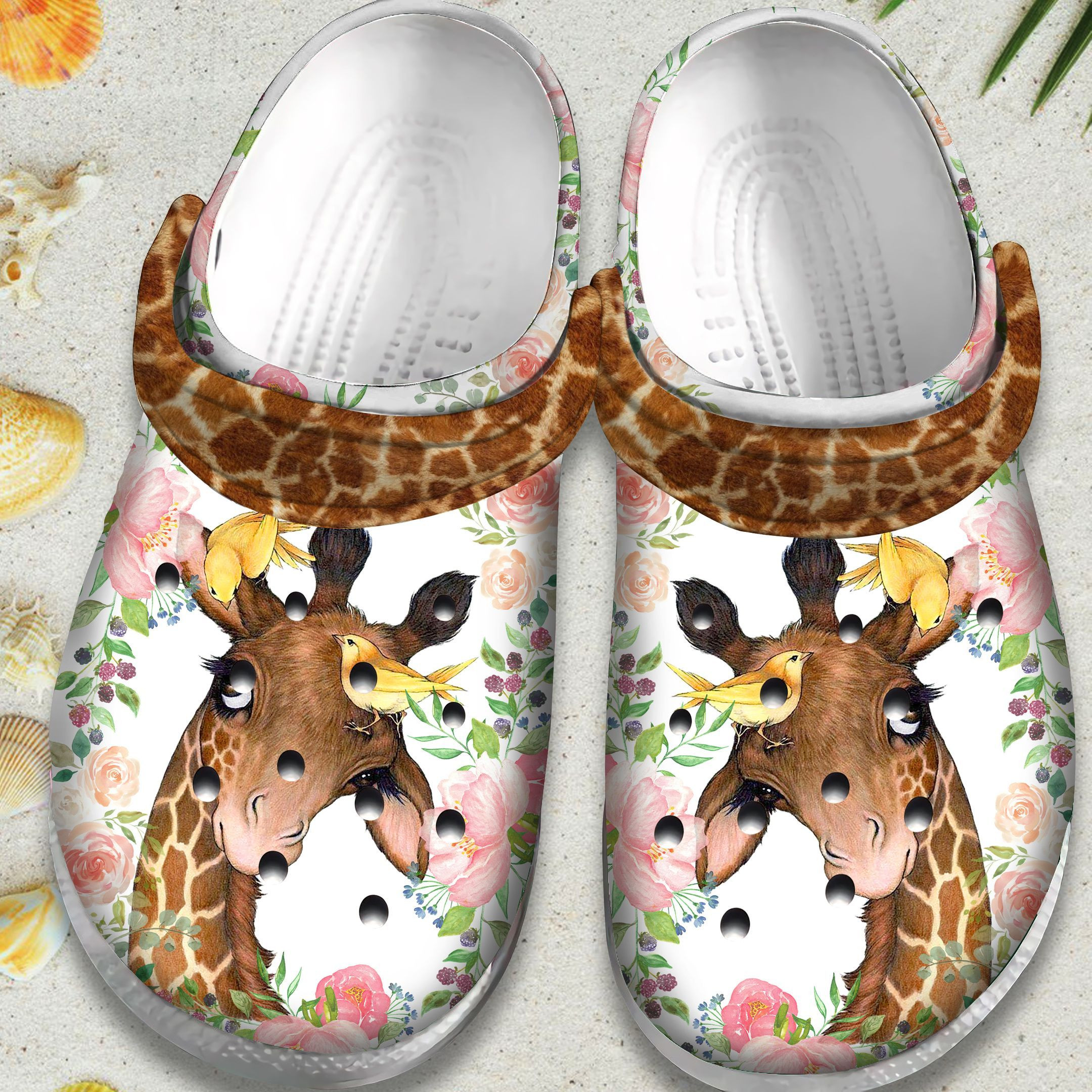 Flower Giraffe With Bird Crocs Shoes Cute Animal Crocs Crocbland Clog