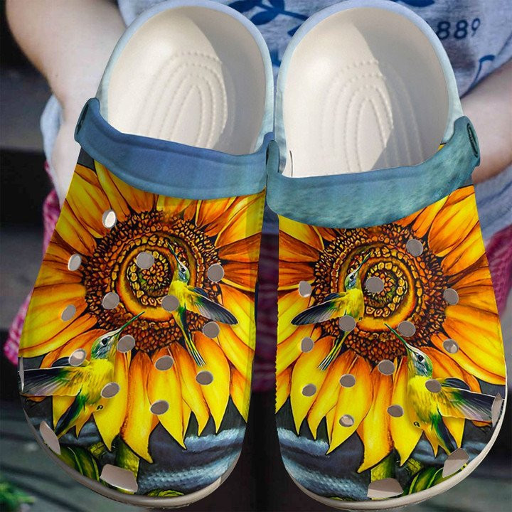 Humming Bird Sunflower Shoes To The Sun Crocs Clogs