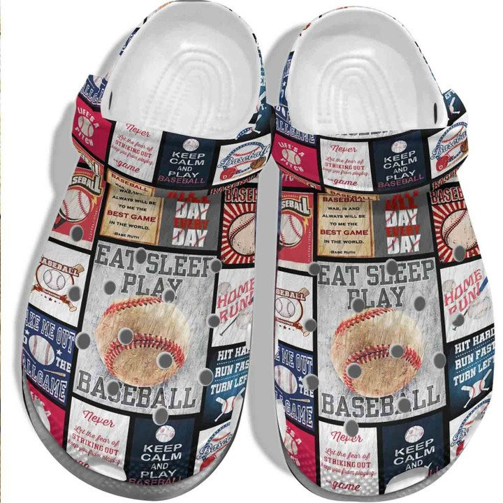 Eat Sleep Play Baseball Crocs Classic Clogs Shoes Keep Calm And Play Baseball Crocs Classic Clogs Shoes For Men Women