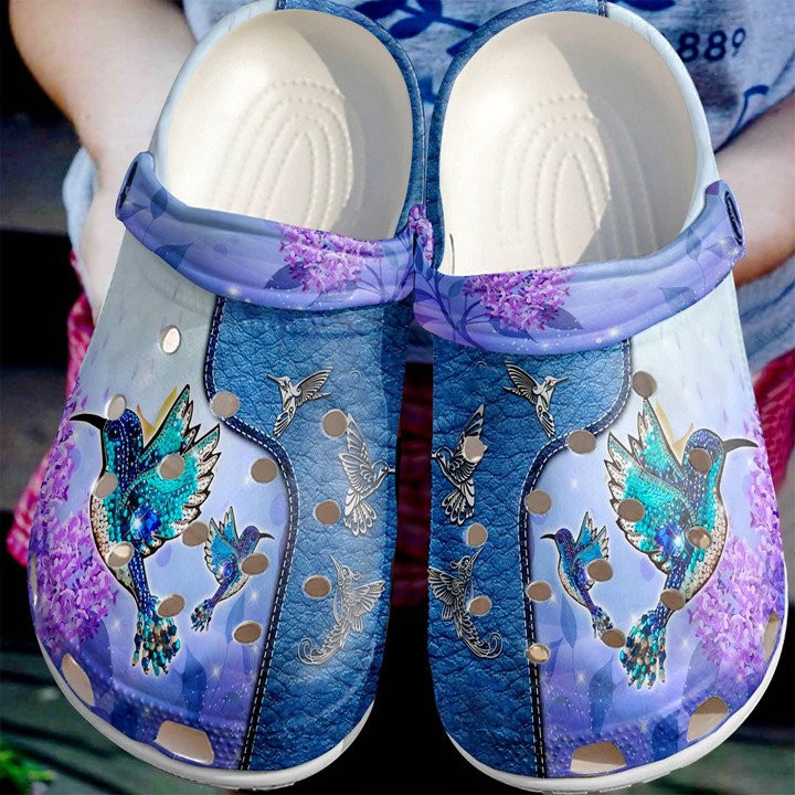 Blue Hummingbird Shoe Beautiful Bird Clog Gift For Mothers Day