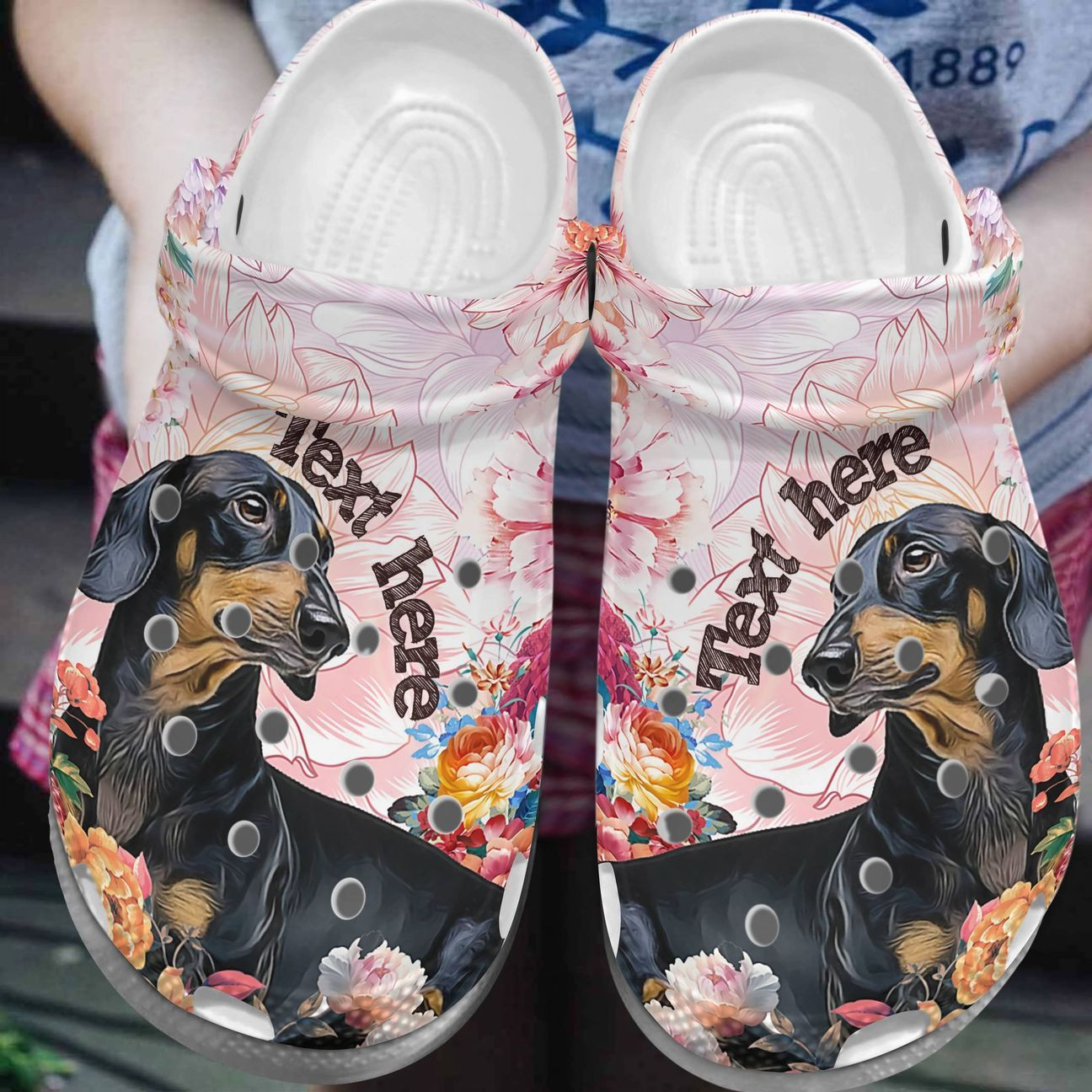 Dachshund Personalized Clog Custom Crocs Comfortablefashion Style Comfortable For Women Men Kid Print 3D Flower Dachshund