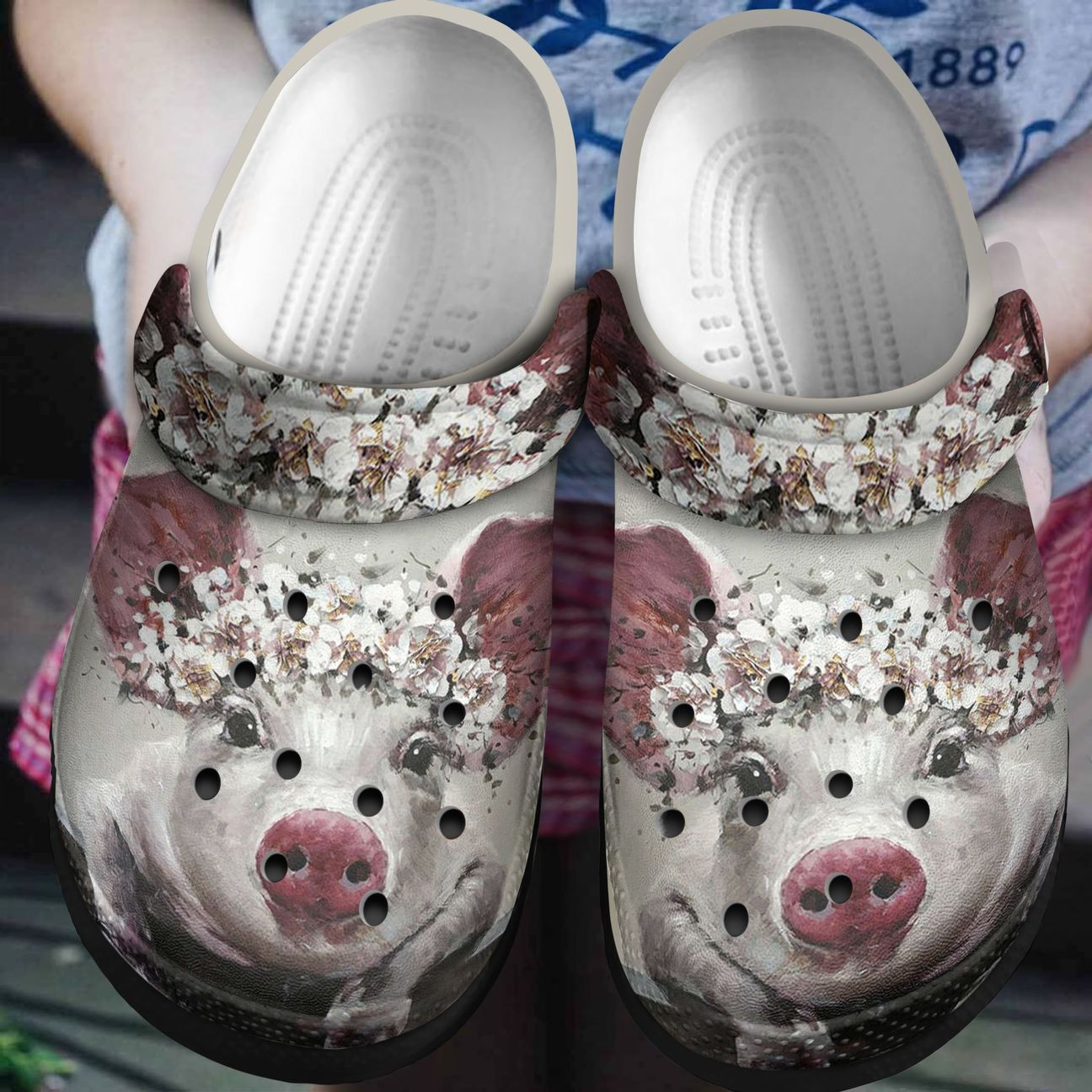 Pig Personalized Clog Custom Crocs Comfortablefashion Style Comfortable For Women Men Kid Print 3D Flower Crown Pig