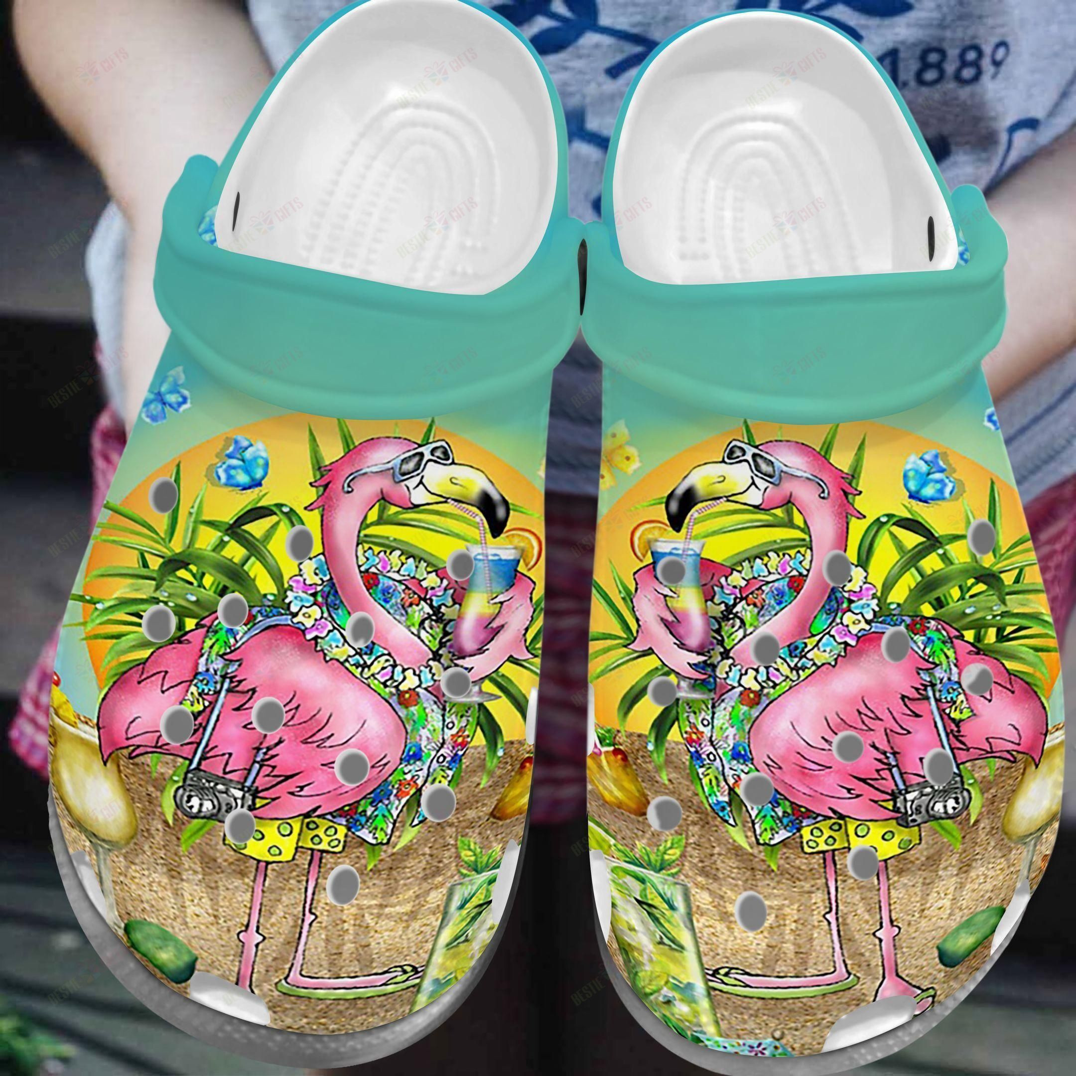 Flamingo Crocs Classic Clog Beach Day Shoes