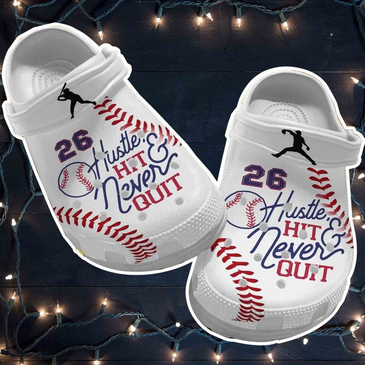 Hustle Hit Never Quit Shoes For Batter Girl Baseball Crocs Clogs Baseball