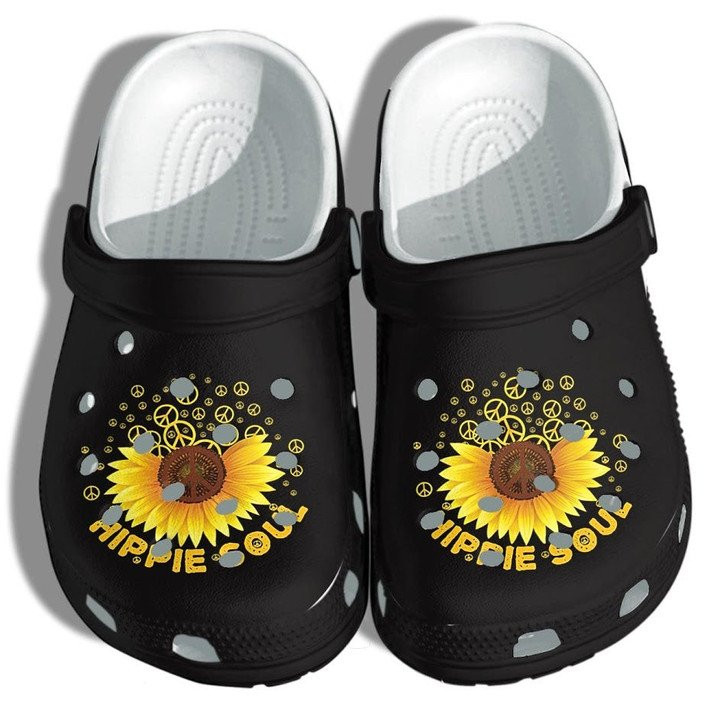 Peace Hippie Soul Sunflower Crocs Classic Clogs Shoes Sunflower Peace Symbol Crocs Classic Clogs Shoes