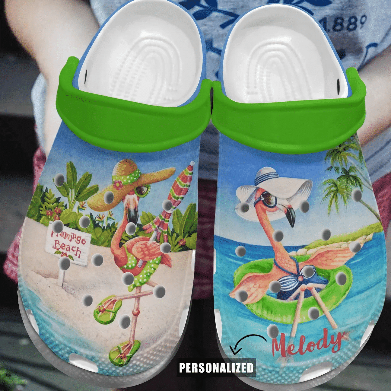 Flamingo Beach Personalized Clog Custom Crocs Comfortablefashion Style Comfortable For Women Men Kid Print D