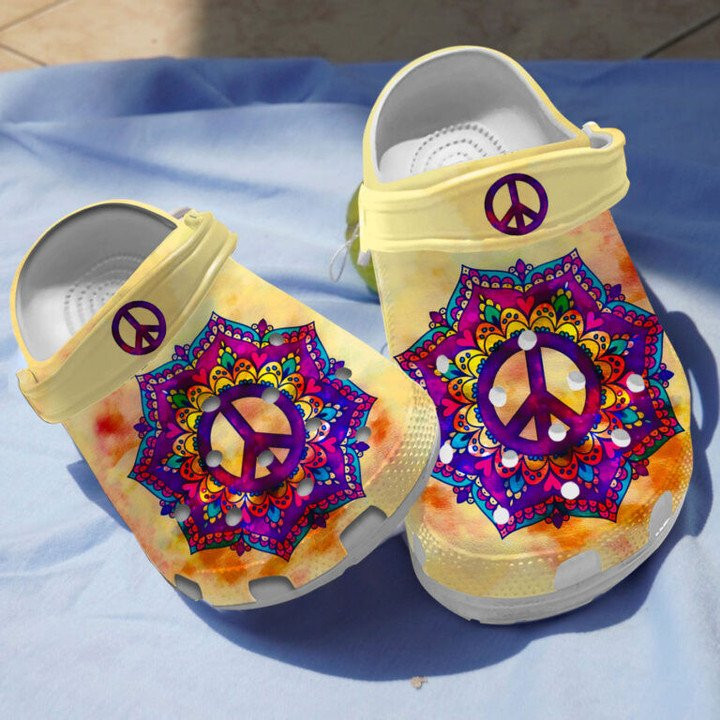 Mandala Peace Flower Clogs Crocs Shoes