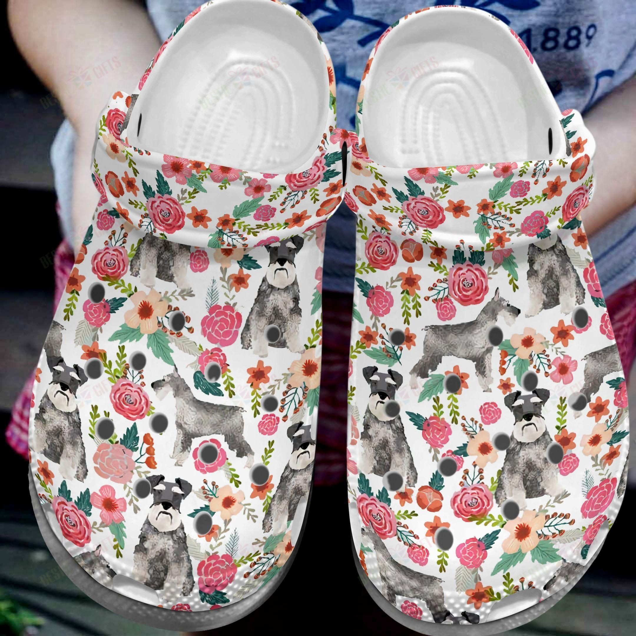 Schnauzer Crocs Classic Clog Colors Flower Schnauzers Shoes