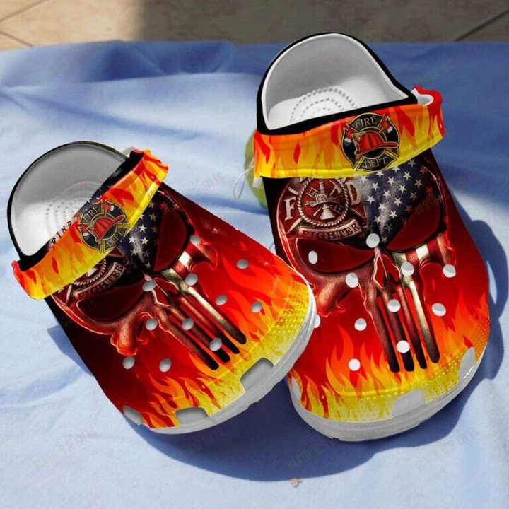 Skull Firefighter America Shoes Crocs Clogs
