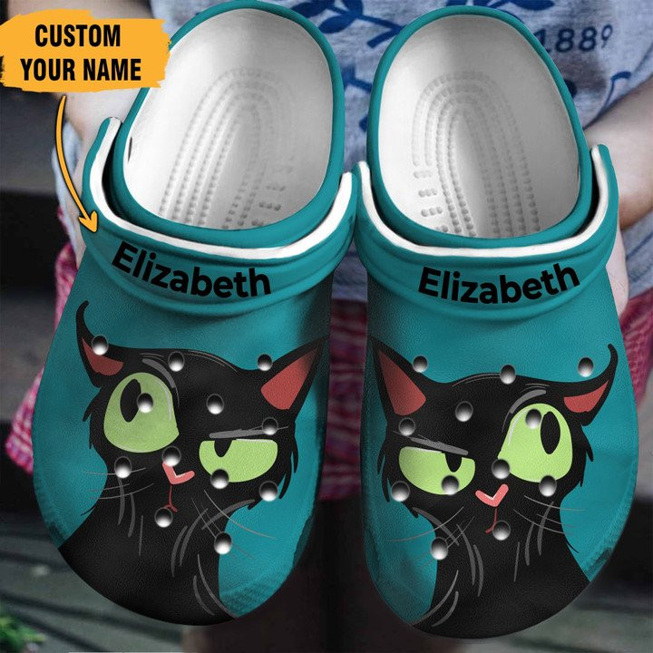 Funny Face of Black Cat Personalized Shoes Crocs Clogs