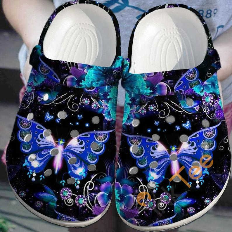 Galaxy Butterfly Crocs Crocband Clog Comfortable For Mens Womens Classic Clog Water Shoes