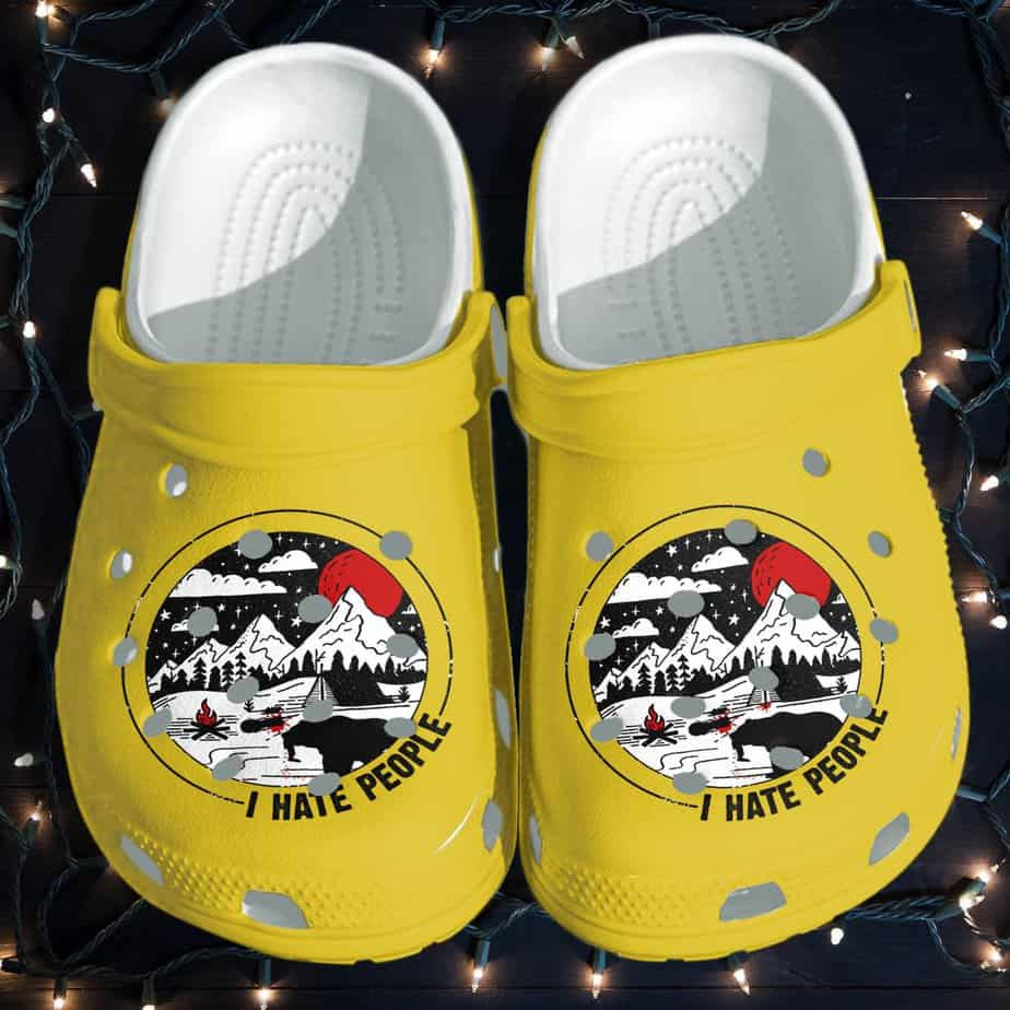 Camping Bear Shoes Crocs Camping Funny I Hate People Shoes