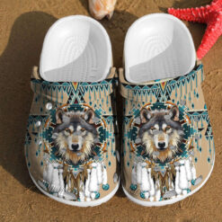 Wolf Native American Dreamcatcher Rubber Crocs Clog Shoes Comfy Footwear