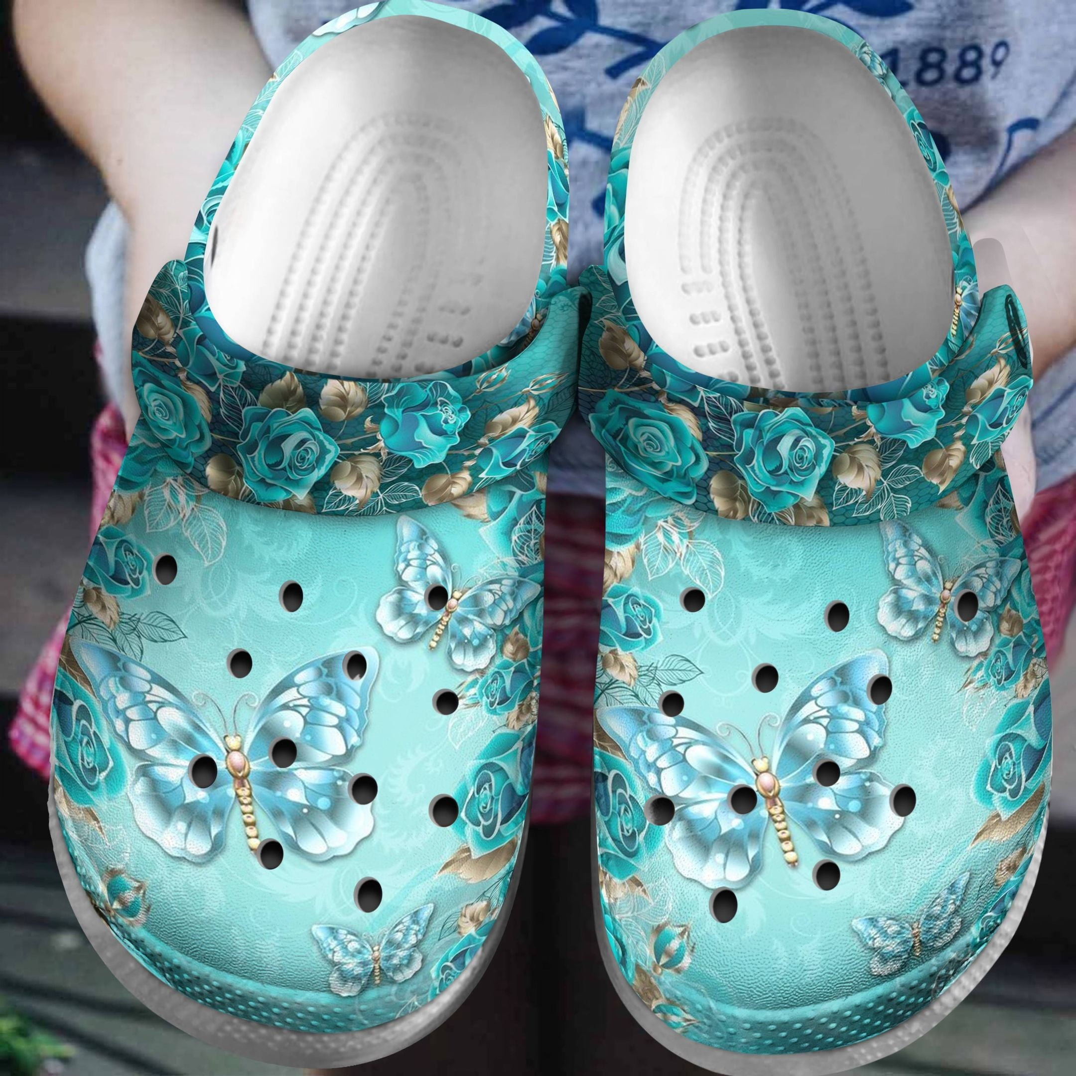 Stone Butterfly Croc Shoes For Women - Roses Butterfly Shoes Crocbland Clog Gifts For Mother Day Grandma
