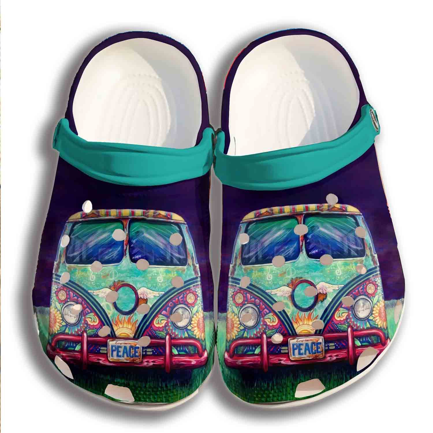 Hippie Peace Car Shoes- Bus Peace Shoes Gifts For Son Daughter