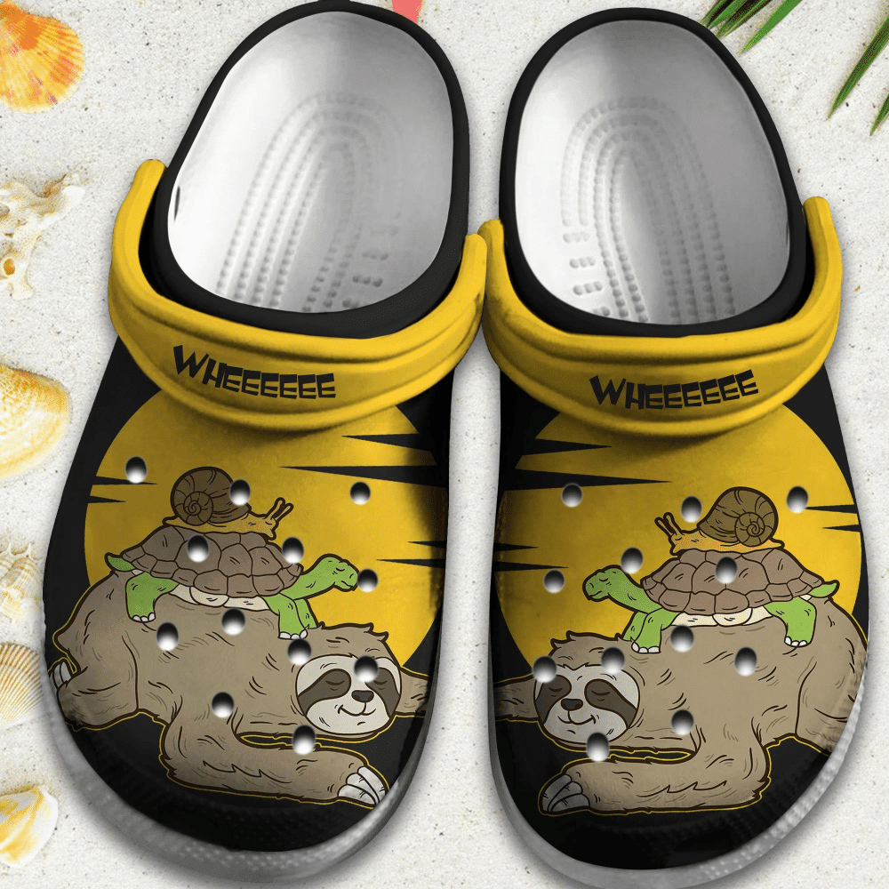 Sloth Turtle Snail Wheee Gift For Lover Rubber Crocs Clog Shoes Comfy Footwear
