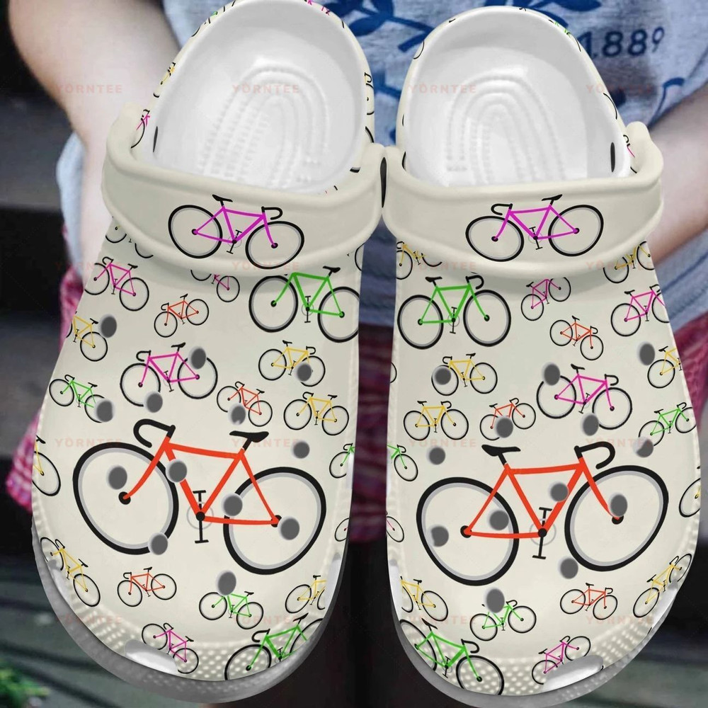Bicycle Pattern Icon Gift For Lover Rubber Crocs Clog Shoes Comfy Footwear