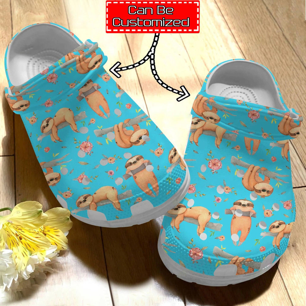 Animal Print Crocs - Personalized Cute Sloth Pattern Clog Shoes For Men And Women